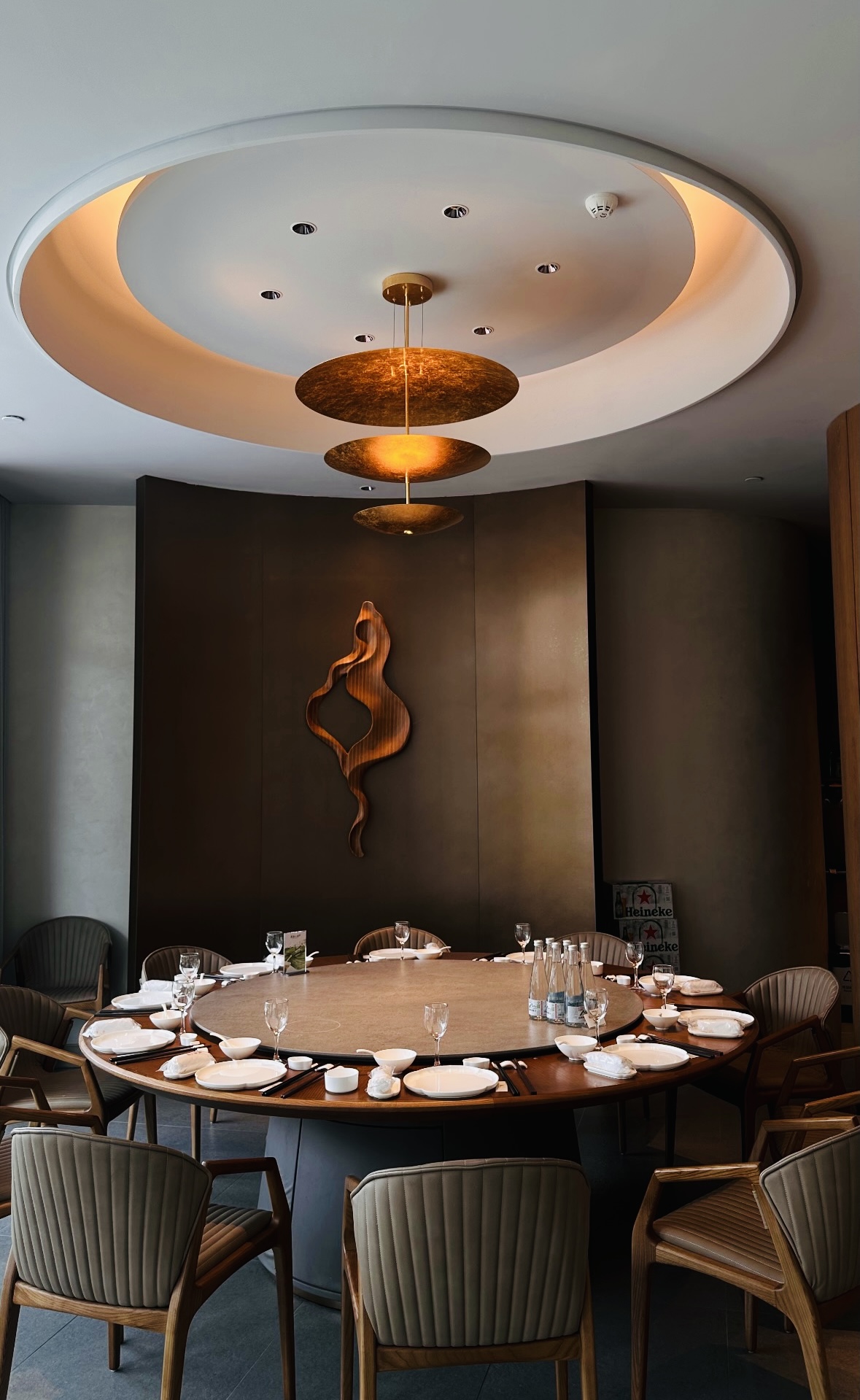 Private dining room with a circular banquet table