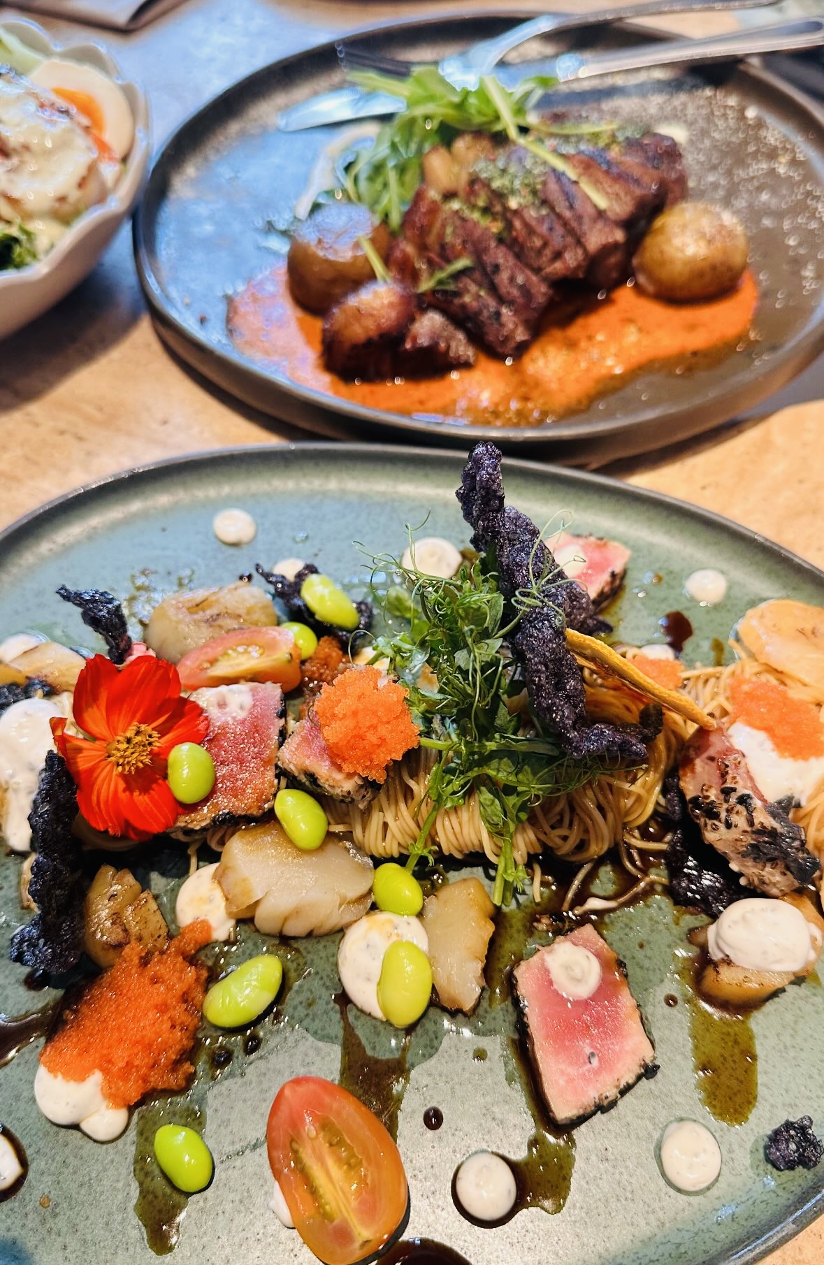 Artful tasting plates with seasonal ingredients